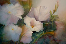 White Petunia Watercolor painting