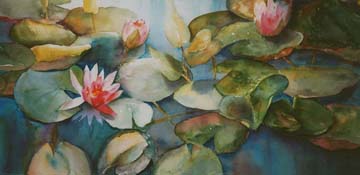 Waterlillies Watercolor Picture